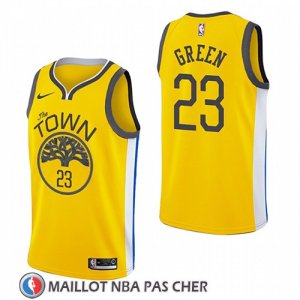 Maillot Golden State Warriors Draymond Green Vert Earned 2018-19 Jaune