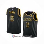 Maillot Enfant Los Angeles Lakers LeBron James NO 6 Mamba 2021-22 Noir