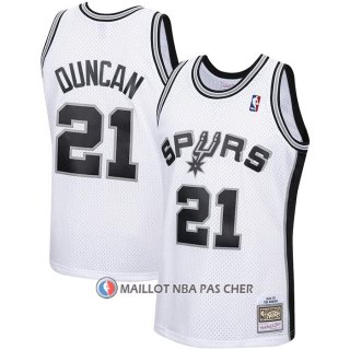 Maillot San Antonio Spurs Tim Duncan NO 21 Mitchell & Ness 1998-99 Blanc