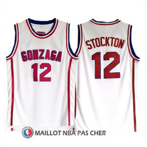 Maillot NCAA Gonzaga Stockton 12 Blanc