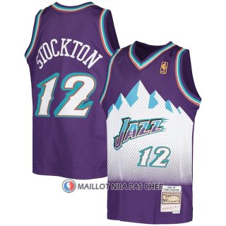 Maillot Enfant Utah Jazz John Stockton NO 12 Hardwood Classics Throwback 1996-97 Volet