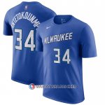 Maillot Manche Courte Milwaukee Bucks Giannis Antetokounmpo Ville 2020-21 Bleu