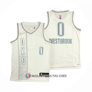 Maillot Oklahoma City Thunder Russell Westbrook NO 0 Ville 2021-22 Blanc