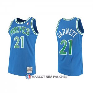 Maillot Minnesota Timberwolves Kevin Garnett NO 21 Hardwood Classics Throwback Bleu
