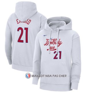 Veste a Capuche Philadelphia 76ers Joel Embiid Ville 2022-23 Blanc