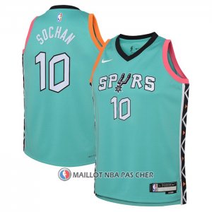 Maillot Enfant San Antonio Spurs Jeremy Sochan NO 10 Ville 2022-23 Vert
