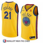 Maillot Golden State Warriors Jonas Jerebko No 21 Ciudad 2018-19 Jaune