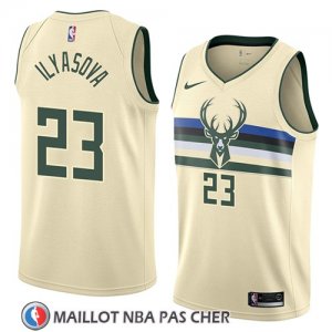 Maillot Milwaukee Bucks Ersan Ilyasova No 23 Ciudad 2018 Crema