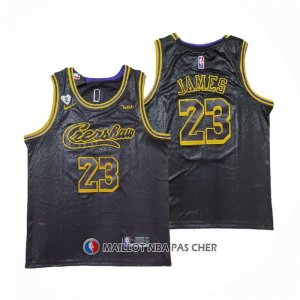 Maillot Los Angeles Lakers LeBron James NO 23 Crenshaw Black Mamba Noir