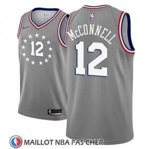 Maillot Philadelphia 76ers T.j. Mcconnell No 12 Ciudad 2018-19 Gris