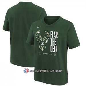 Maillot Manche Courte Milwaukee Bucks 2023 NBA Playoffs Mantra Vert