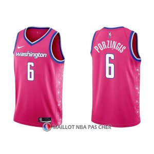 Maillot Washington Wizards Kristaps Porzingis NO 6 Ville 2022-23 Rosa