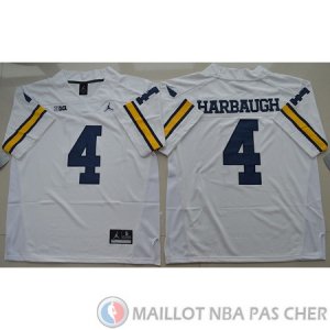 Maillot NCAA Jim Harbaugh Jordan Tipo Blanc 2016