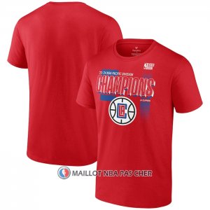 Maillot Manche Courte Los Angeles Clippers 2024 Pacific Division Champions Rouge