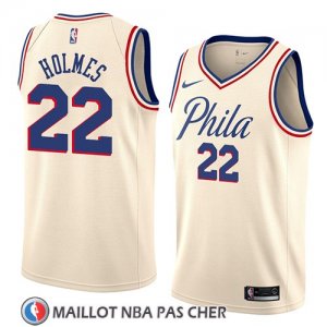 Maillot Philadelphia 76ers Richaun Holmes No 22 Ciudad 2018 Crema