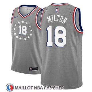 Maillot Philadelphia 76ers Shake Milton No 18 Ciudad 2018-19 Gris