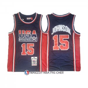 Maillot USA 1992 James Johnson NO 15 Bleu