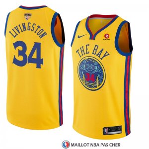 Maillot Golden State Warriors Shaun Livingston 34 Ciudad 2017-18 Or