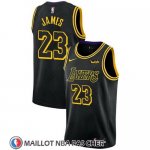 Maillot Los Angeles Lakers Lebron James 23 Ciudad 2017-18 Negro