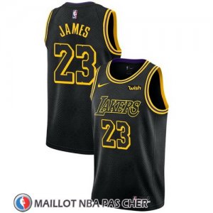 Maillot Los Angeles Lakers Lebron James 23 Ciudad 2017-18 Negro