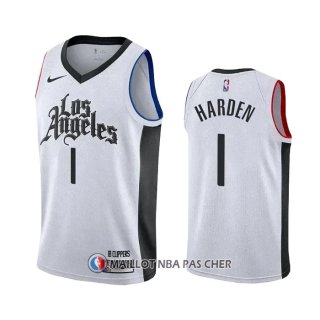 Maillot Los Angeles Clippers James Harden NO 1 Ville 2019-20 Blanc