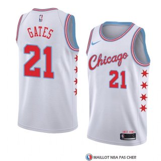 Maillot Chicago Bulls Kaiser Gates Ville 2018 Blanc