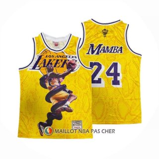Maillot Los Angeles Lakers Kobe Bryant NO 24 Mamba Jaune