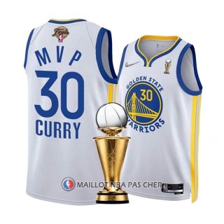 Maillot Golden State Warriors Stephen Curry NO 30 MVP 2022 NBA Finals Blanc