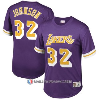 Maillot Manche Courte Los Angeles Lakers Magic Johnson NO 32 Volet