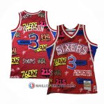 Maillot Philadelphia 76ers Allen Iverson Slap Sticker Mitchell & Ness 1996-97 Rouge
