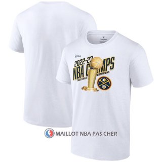 Maillot Manche Courte Denver Nuggets 2023 NBA Finals Champions Floater Trophy Blanc