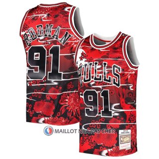 Maillot Chicago Bulls Dennis Rodman NO 91 Mitchell & Ness Lunar New Year Rouge