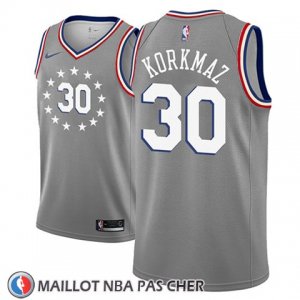 Maillot Philadelphia 76ers Furkan Korkmaz No 30 Ciudad 2018-19 Gris