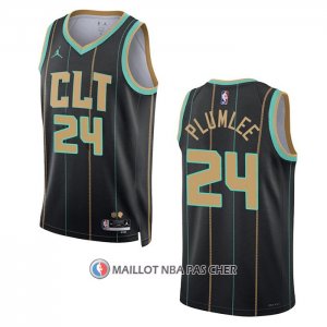 Maillot Charlotte Hornets Mason Plumlee NO 24 Ville 2022-23 Noir