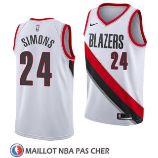 Maillot Portland Trail Blazers Anfernee Simons No 24 Association 2018 Blanc
