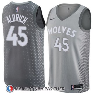 Maillot Minnesota Timberwolves Cole Aldrich No 45 Ciudad 2018 Gris