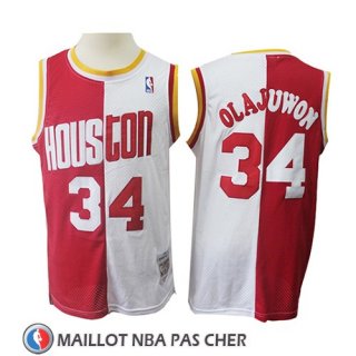 Maillot Houston Rockets Hakeem Olajuwon Retro Rouge Blanc