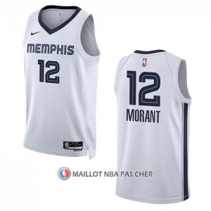 Maillot Memphis Grizzlies Ja Morant NO 12 Association 2022-23 Blanc