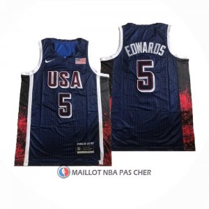 Maillot USA 2024 Anthony Edwards NO 5 Jeux Olympiques Bleu