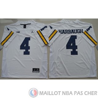Maillot NCAA Jim Harbaugh Jordan Tipo Blanc 2016