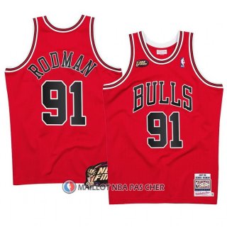 Maillot Chicago Bulls Dennis Rodman NO 91 Mitchell & Ness 1997-98 NBA Finals Rouge
