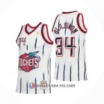 Maillot Houston Rockets Hakeem Olajuwon NO 34 Mitchell & Ness 1996-97 Blanc
