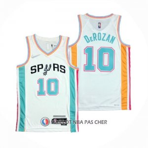 Maillot San Antonio Spurs Demar Derozan NO 10 Ville 2021-22 Blanc