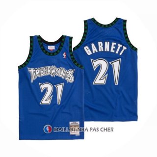 Maillot Minnesota Timberwolves Kevin Garnett NO 21 Hardwood Classics Throwback 2003-04 Bleu