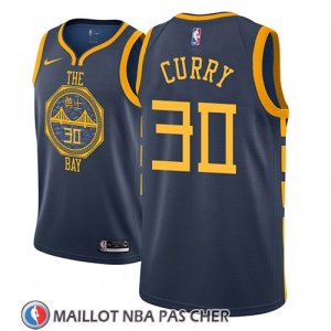 Maillot Golden State Warriors Stephen Curry No 30 Ciudad 2018-19 Bleu