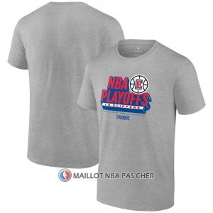 Maillot Manche Courte Los Angeles Clippers 2024 NBA Playoffs Gris