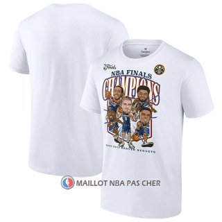 Maillot Manche Courte Denver Nuggets 2023 NBA Finals Champions Windmill team Caricature Blanc