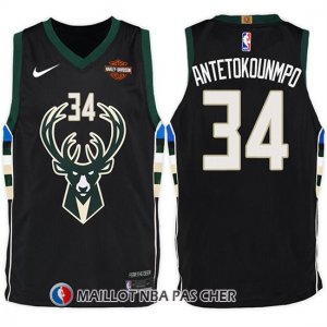 Maillot Milwaukee Bucks Giannis Antetokounmpo 34 2017-18 Noir