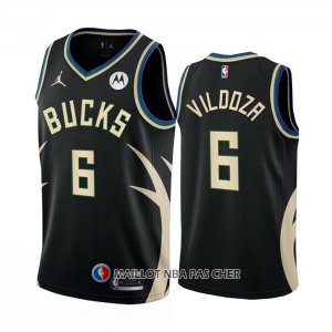 Maillot Milwaukee Bucks Luca Vildoza NO 6 Statement 2022-23 Noir