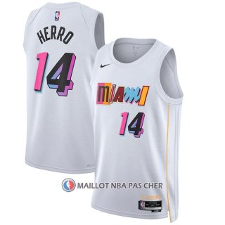 Maillot Miami Heat Tyler Herro NO 14 Ville 2022-23 Blanc